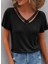 Kadın Kısa Kollu V Şerit Yakalı Viskon Bluz 7