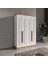 4 Kapaklı Komple Mdf Modern Desenli Beyaz Gardırop 1