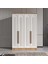 4 Kapaklı Komple Mdf Modern Desenli Beyaz Gardırop 2