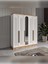 5 Kapaklı Aynalı Komple Mdf Desenli Modern Beyaz Gardırop 1