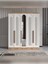 5 Kapaklı Aynalı Komple Mdf Desenli Modern Beyaz Gardırop 2
