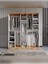 5 Kapaklı Aynalı Komple Mdf Desenli Modern Beyaz Gardırop 3