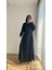 Siyah Oversize Gofre Uzun Elbise 1