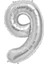 Benim Marifetlerim - 9 Rakamı Gümüş Folyo Balon 16 Inch 40 cm 1