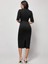 Kadın Kısa Kollu Yakalı Kruvaze Yakalı Beli Kemerli Midi Modal Elbise 4