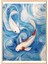 Ahşap Çerçeveli Tablo, Koi Balıkları, Mavi Dalgalar, Japon Stil Poster No: 107335 1