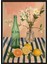 Siyah Çerçeveli Tablo, Cam Şişeler, Çiçek ve Limon Detayı, Pastel Arka Plan Poster No: 107519 1