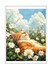 Beyaz Çerçeveli Tablo, Papatyalar Arasında Yatan Kedi, Bahar Havası Poster No: 107346 1
