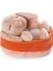 48708 Soft Toy Sleeping Pets Bunny Caramel In Peach Basket 12CM 2