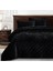 Collection Lüks Siyah Kadife Yorgan Büyük Boy Kral Seti, 3 Parça Peluş Eskitilmiş Kadife Yatak Tüm Sezon Hafif Yorgan Fırçalanmış Mikrofiber Ters Elmas Dikişli Kapitone 1