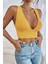 - Kadın Sarı Çapraz Sırt Detaylı Şık Crop Top Büstiyer 2