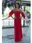 Kırmızı Kolları Şifon Yırtmaçlı Abiye 9705139.08 1