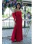 Kırmızı Kolları Şifon Yırtmaçlı Abiye 9705139.08 2