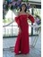 Kırmızı Kolları Şifon Yırtmaçlı Abiye 9705139.08 3
