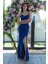 Saks Askılı Yırtmaç Detaylı Drapeli Abiye 9705289.26 2