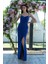 Saks Askılı Yırtmaç Detaylı Drapeli Abiye 9705289.26 5