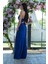 Saks Askılı Yırtmaç Detaylı Drapeli Abiye 9705289.26 6