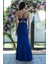 Saks Askılı Yırtmaç Detaylı Drapeli Abiye 9705289.26 7