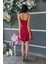 Kırmızı Ip Askılı Bel Kemer Bağlamalı Mini Boy Abiye 0802004.08 6