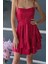 Kırmızı Ip Askılı Bel Kemer Bağlamalı Mini Boy Abiye 0802004.08 8