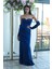 Saks Taş Detaylı Drapeli Straplez Saten Abiye 9705556.26 4