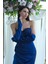 Saks Taş Detaylı Drapeli Straplez Saten Abiye 9705556.26 7