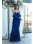 Saks Taş Detaylı Drapeli Straplez Saten Abiye 9705556.26 8