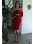 Kırmızı Drapeli Düğme Detaylı Mini Boy Abiye 9705537.08 2