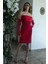Kırmızı Drapeli Düğme Detaylı Mini Boy Abiye 9705537.08 3