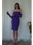 Mor Drapeli Düğme Detaylı Mini Boy Abiye 9705537.03 1