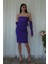 Mor Drapeli Düğme Detaylı Mini Boy Abiye 9705537.03 4