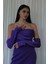 Mor Drapeli Düğme Detaylı Mini Boy Abiye 9705537.03 7