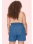 Kadın Pamuklu Denim Şort Beli Lastikli Geniş Paça Yazlık Günlük Kullanım Dayanıklı Malzeme 3