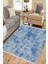 Mavi Modern Halı Kaymaz Tabanlı Kilim Makinede Yıkanabilir Dot Tabanlı Salon Halısı 5152A 3