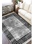 Gri Siyah Çizgili Kaymaz Tabanlı Kilim Makinede Yıkanabilir Dot Tabanlı Salon Halısı 5171A 2