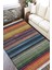 Çok Renkli Çizgili Halı Makinede Yıkanabilir Kaymaz Tabanlı Kilim Dot Tabanlı Salon Halısı 5058B 2