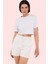 Kadın Pamuklu Yüksek Bel Straight Kısa Brode Şort Yaz Aylarına Özel Günlük Kullanım Hafta Sonu 2