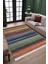 Çok Renkli Çizgili Halı Makinede Yıkanabilir Kaymaz Tabanlı Kilim Dot Tabanlı Salon Halısı 5058B 3