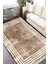 Kahve Beyaz Çizgili Kaymaz Tabanlı Kilim Makinede Yıkanabilir Dot Tabanlı Salon Halısı 5171C 2