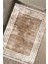 Kahve Beyaz Çizgili Kaymaz Tabanlı Kilim Makinede Yıkanabilir Dot Tabanlı Salon Halısı 5171C 4