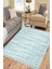 Mavi Beyaz Kaymaz Tabanlı Kilim Makinede Yıkanabilir Dot Tabanlı Salon Halısı 5162C 3