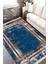 Lacivert Halı Eskitme Kaymaz Tabanlı Kilim Makinede Yıkanabilir Dot Tabanlı Salon Halısı 5091A 2