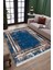 Lacivert Halı Eskitme Kaymaz Tabanlı Kilim Makinede Yıkanabilir Dot Tabanlı Salon Halısı 5091A 3