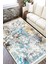 Beyaz Mavi Halı Kaymaz Tabanlı Kilim Makinede Yıkanabilir Dot Tabanlı Salon Halısı 5117A 2