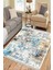 Beyaz Mavi Halı Kaymaz Tabanlı Kilim Makinede Yıkanabilir Dot Tabanlı Salon Halısı 5117A 3