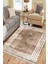 Kahve Beyaz Çizgili Kaymaz Tabanlı Kilim Makinede Yıkanabilir Dot Tabanlı Salon Halısı 5171C 3