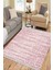 Pembe Beyaz Kaymaz Tabanlı Kilim Makinede Yıkanabilir Dot Tabanlı Salon Halısı 5162B 3