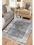 Gri Beyaz Çizgili Kaymaz Tabanlı Kilim Makinede Yıkanabilir Dot Tabanlı Salon Halısı 5171D 3