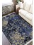 Lacivert Vintage Halı Kaymaz Tabanlı Kilim Makinede Yıkanabilir Dot Tabanlı Salon Halısı 5193B 2