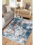 Lacivert Dijital Halı Kaymaz Tabanlı Kilim Makinede Yıkanabilir Dot Tabanlı Salon Halısı 5127A 3